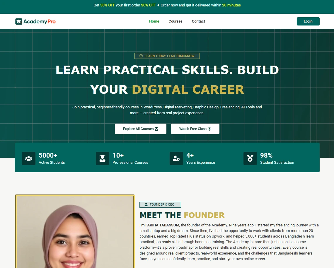 Academy Pro Online Course Selling Template